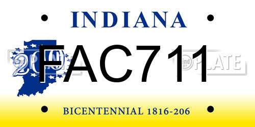 FAC711 Indiana License Plate