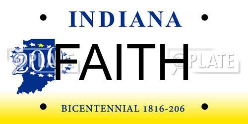FAITH Indiana License Plate