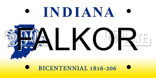 FALKOR Indiana License Plate