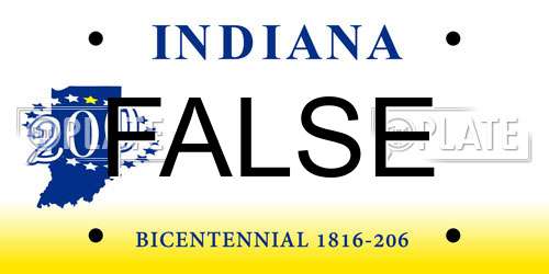 FALSE Indiana License Plate