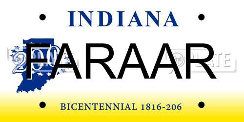 FARAAR Indiana License Plate