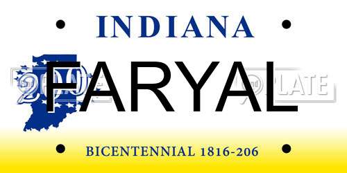 FARYAL Indiana License Plate
