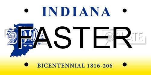 FASTER Indiana License Plate
