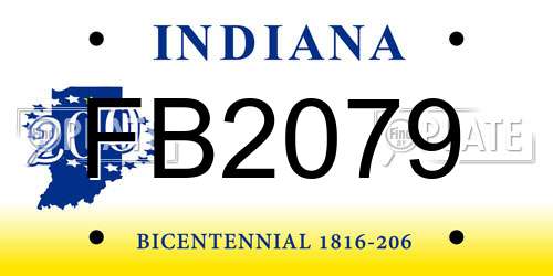 FB2079 Indiana License Plate