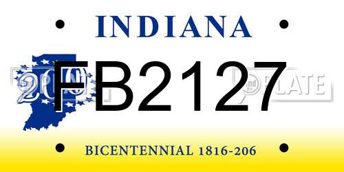 FB2127 Indiana License Plate