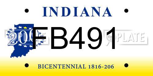 FB491 Indiana License Plate