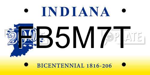 FB5M7T Indiana License Plate