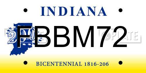 FBBM72 Indiana License Plate