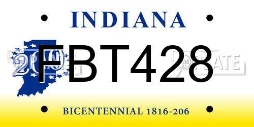 FBT428 Indiana License Plate