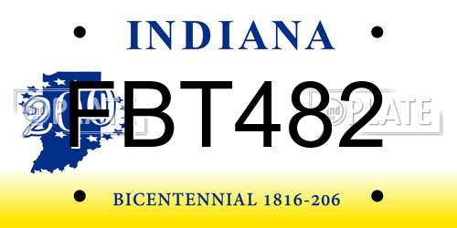 FBT482 Indiana License Plate