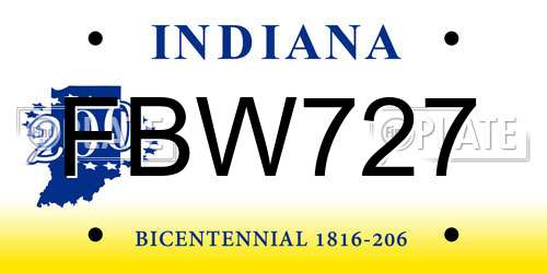 FBW727 Indiana License Plate