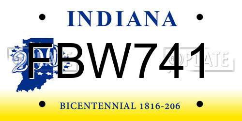 FBW741 Indiana License Plate