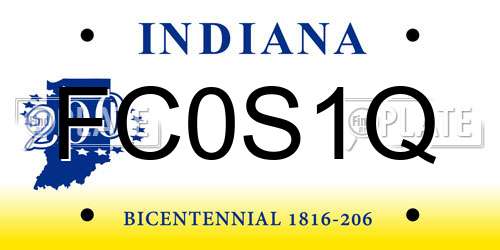 FC0S1Q Indiana License Plate