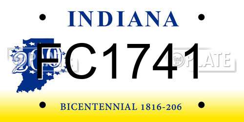 FC1741 Indiana License Plate