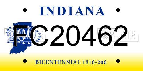FC20462 Indiana License Plate