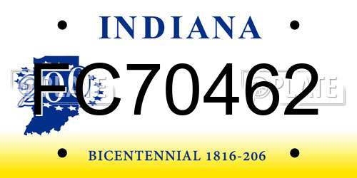 FC70462 Indiana License Plate