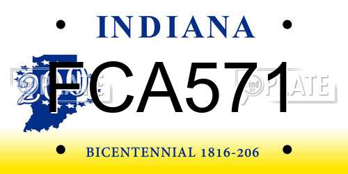 FCA571 Indiana License Plate