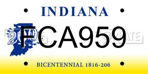 FCA959 Indiana License Plate