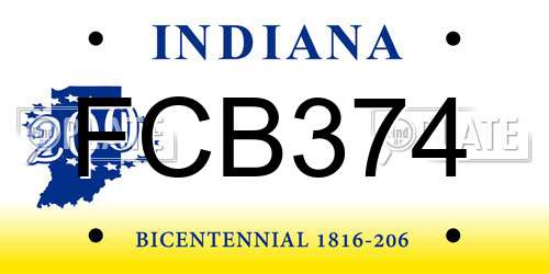 FCB374 Indiana License Plate