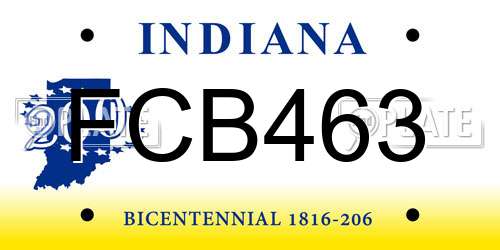 FCB463 Indiana License Plate
