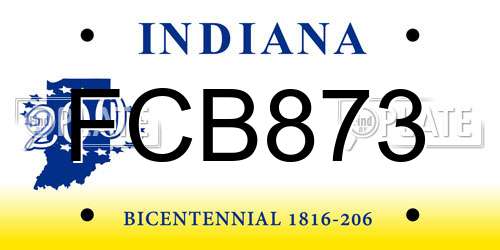 FCB873 Indiana License Plate