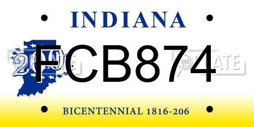 FCB874 Indiana License Plate
