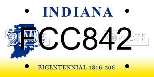 FCC842 Indiana License Plate