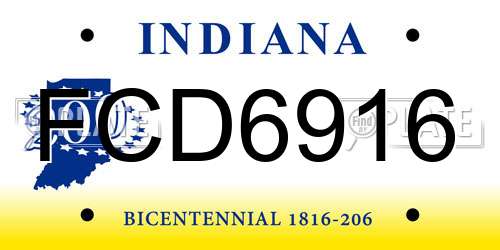 FCD6916 Indiana License Plate