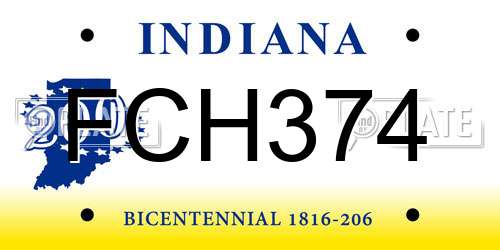 FCH374 Indiana License Plate