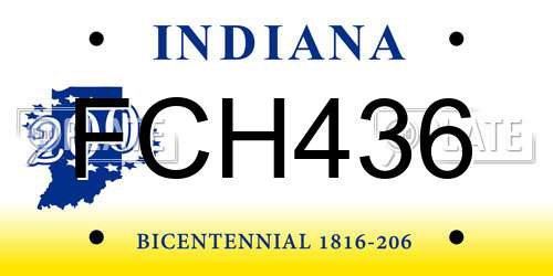 FCH436 Indiana License Plate