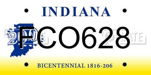 FCO628 Indiana License Plate