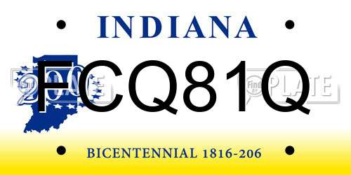 FCQ81Q Indiana License Plate