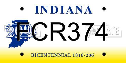 FCR374 Indiana License Plate