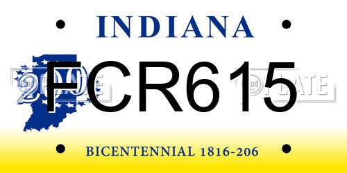 FCR615 Indiana License Plate