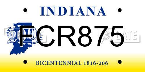 FCR875 Indiana License Plate