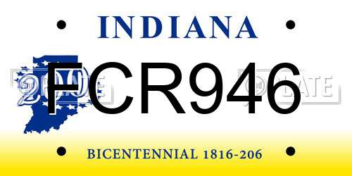 FCR946 Indiana License Plate