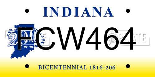 FCW464 Indiana License Plate