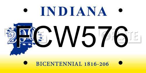 FCW576 Indiana License Plate