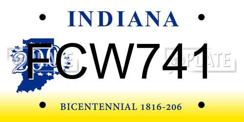 FCW741 Indiana License Plate