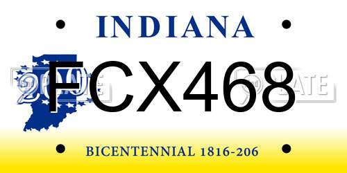 FCX468 Indiana License Plate
