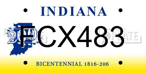 FCX483 Indiana License Plate