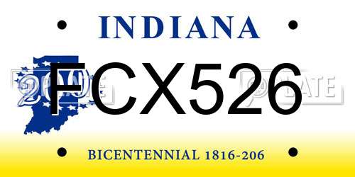 FCX526 Indiana License Plate