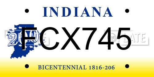 FCX745 Indiana License Plate