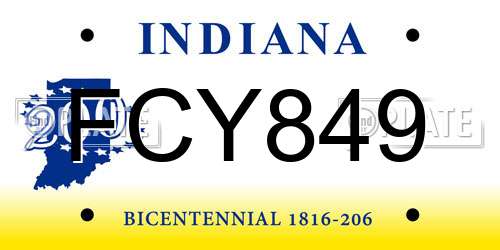 FCY849 Indiana License Plate