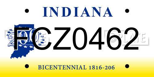 FCZ0462 Indiana License Plate
