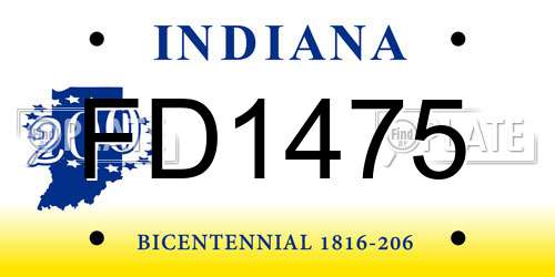FD1475 Indiana License Plate