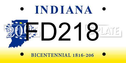 FD218 Indiana License Plate