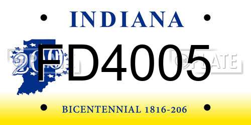 FD4005 Indiana License Plate