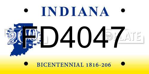 FD4047 Indiana License Plate