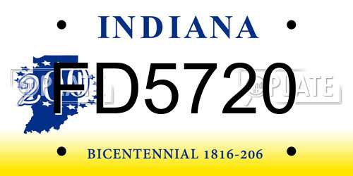 FD5720 Indiana License Plate